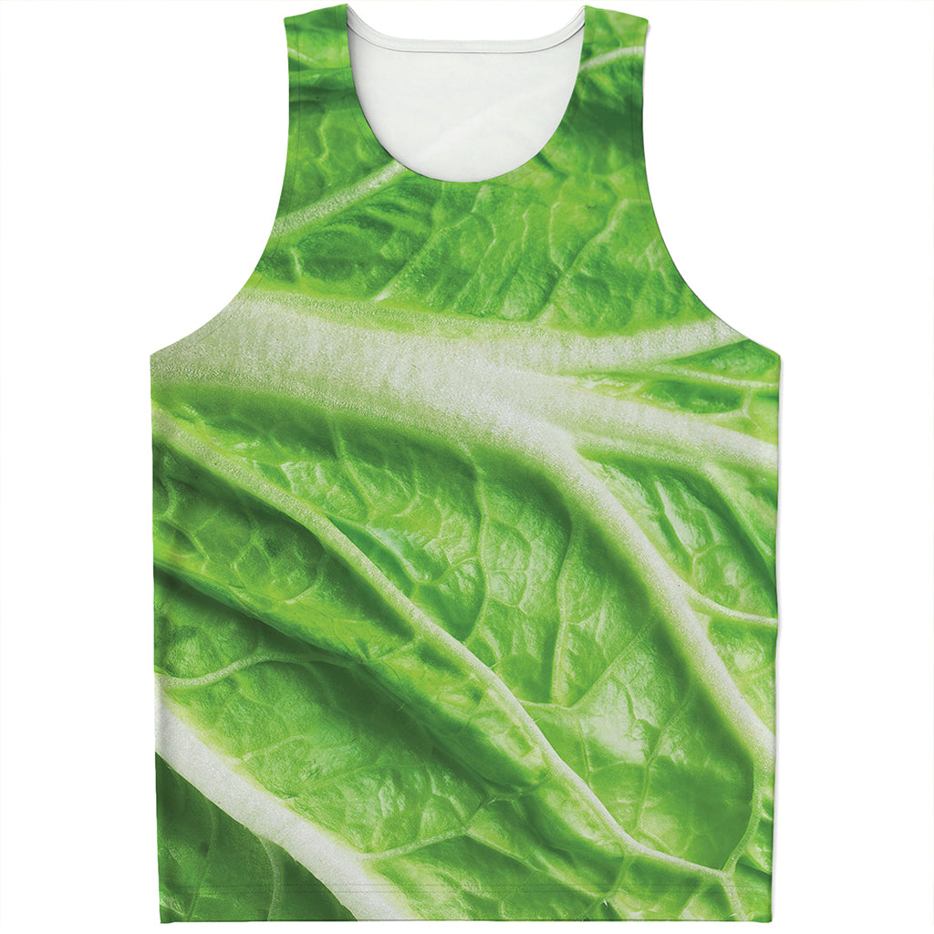 Green Cabbage Leaf Print Men's Tank Top