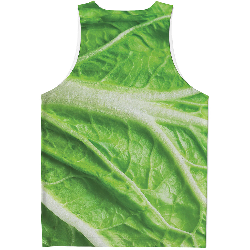 Green Cabbage Leaf Print Men's Tank Top