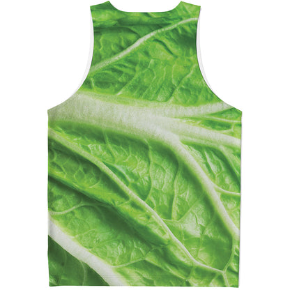 Green Cabbage Leaf Print Men's Tank Top