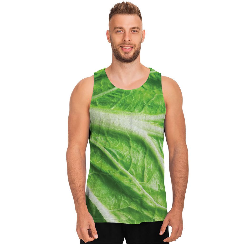 Green Cabbage Leaf Print Men's Tank Top
