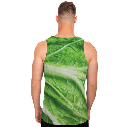 Green Cabbage Leaf Print Men's Tank Top