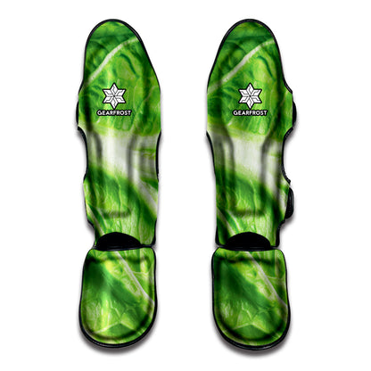 Green Cabbage Leaf Print Muay Thai Shin Guard