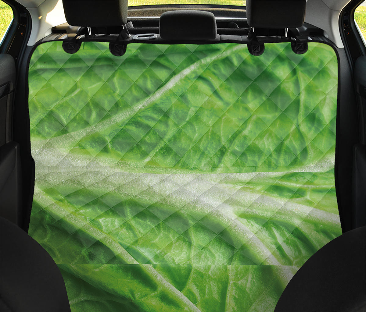 Green Cabbage Leaf Print Pet Car Back Seat Cover
