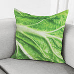 Green Cabbage Leaf Print Pillow Cover