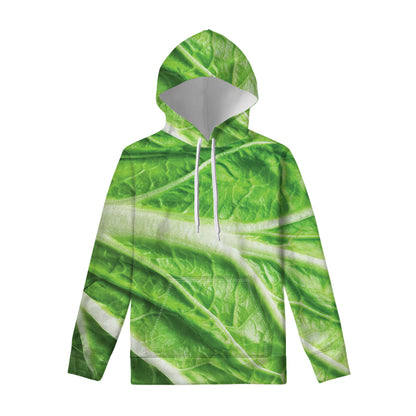 Green Cabbage Leaf Print Pullover Hoodie