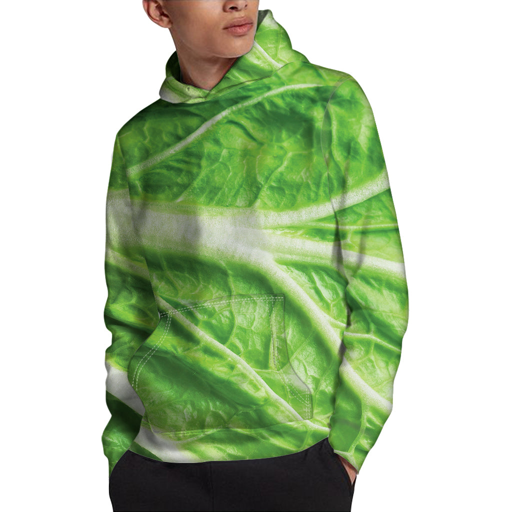 Green Cabbage Leaf Print Pullover Hoodie