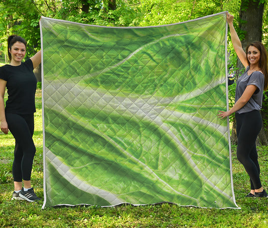 Green Cabbage Leaf Print Quilt
