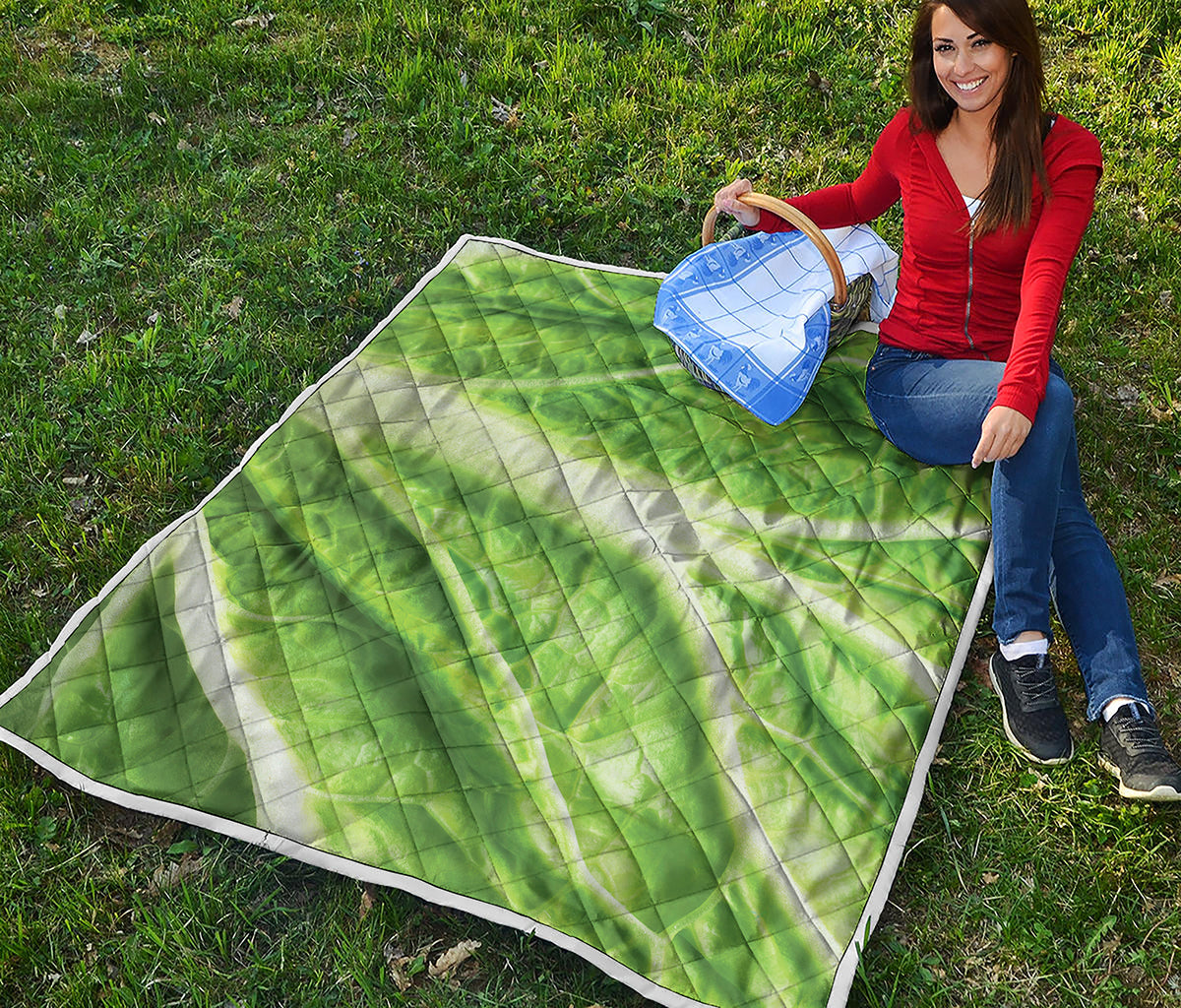 Green Cabbage Leaf Print Quilt