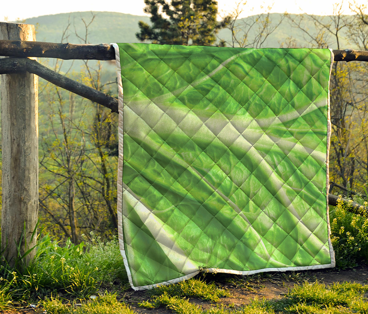 Green Cabbage Leaf Print Quilt
