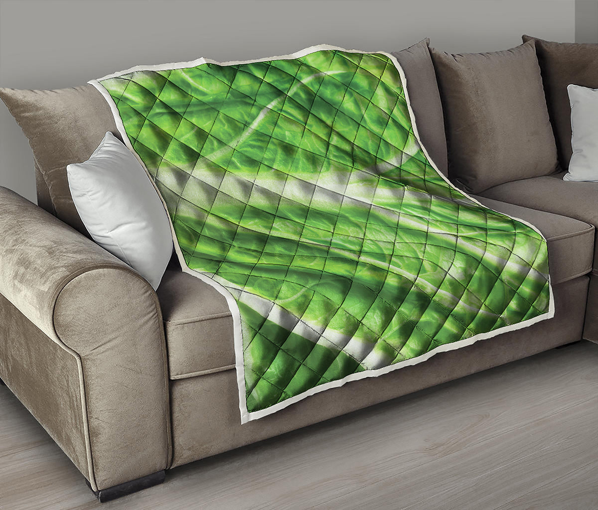 Green Cabbage Leaf Print Quilt