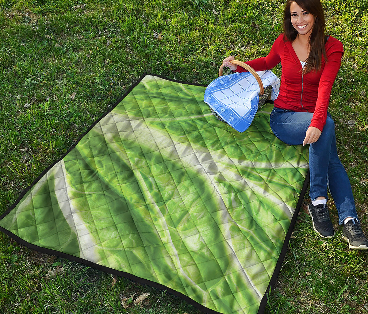 Green Cabbage Leaf Print Quilt