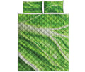 Green Cabbage Leaf Print Quilt Bed Set