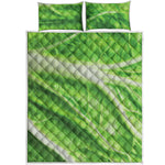 Green Cabbage Leaf Print Quilt Bed Set