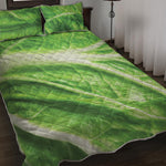 Green Cabbage Leaf Print Quilt Bed Set