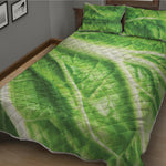 Green Cabbage Leaf Print Quilt Bed Set
