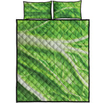 Green Cabbage Leaf Print Quilt Bed Set