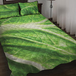 Green Cabbage Leaf Print Quilt Bed Set