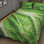 Green Cabbage Leaf Print Quilt Bed Set