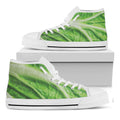 Green Cabbage Leaf Print White High Top Sneakers
