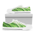 Green Cabbage Leaf Print White Low Top Sneakers