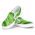Green Cabbage Leaf Print White Slip On Sneakers