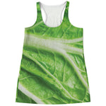 Green Cabbage Leaf Print Women's Racerback Tank Top