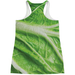 Green Cabbage Leaf Print Women's Racerback Tank Top