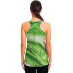 Green Cabbage Leaf Print Women's Racerback Tank Top