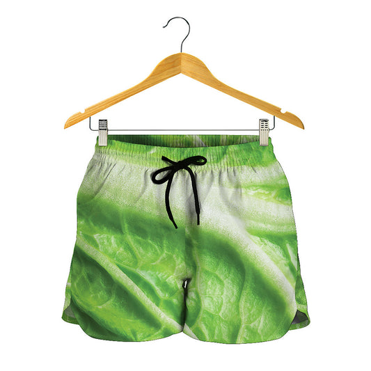 Green Cabbage Leaf Print Women's Shorts