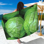 Green Cabbage Print Beach Sarong Wrap
