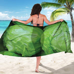 Green Cabbage Print Beach Sarong Wrap