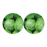 Green Cabbage Print Car Coasters