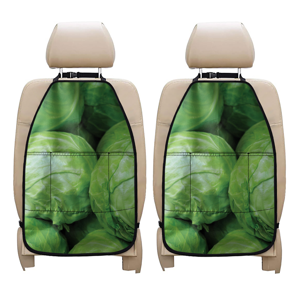 Green Cabbage Print Car Seat Organizers