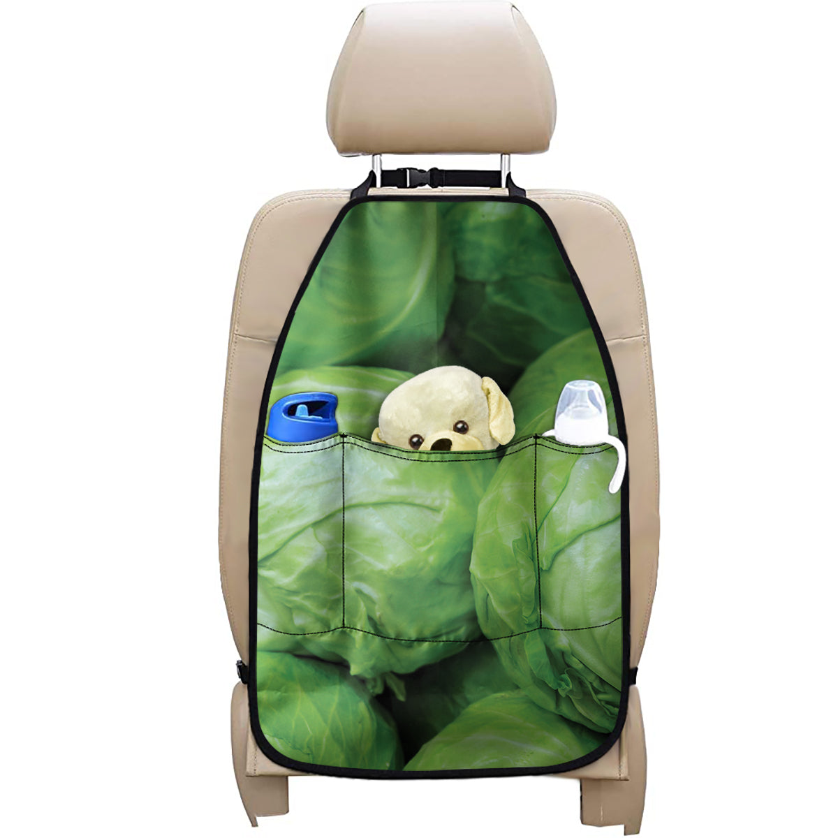 Green Cabbage Print Car Seat Organizers