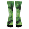 Green Cabbage Print Crew Socks