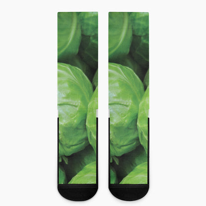 Green Cabbage Print Crew Socks