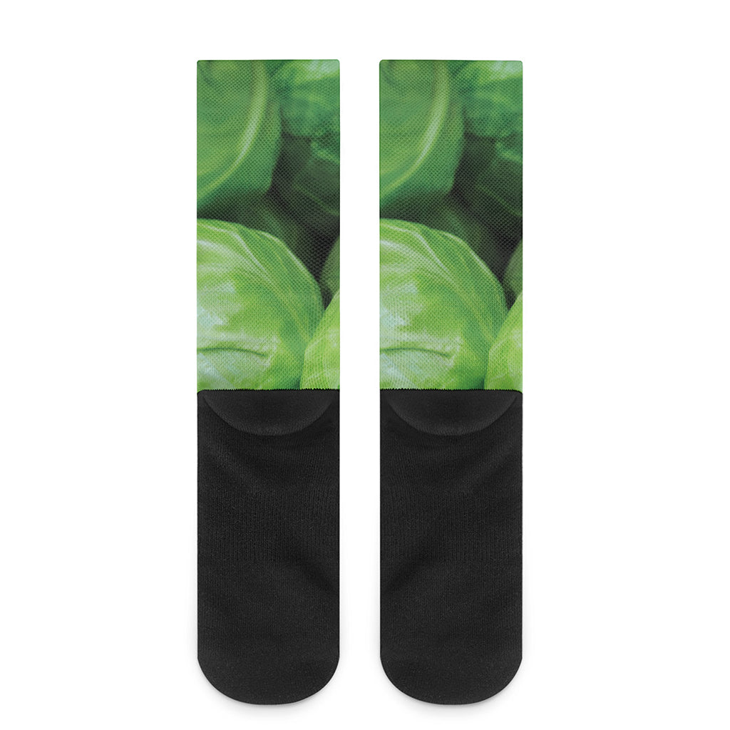 Green Cabbage Print Crew Socks