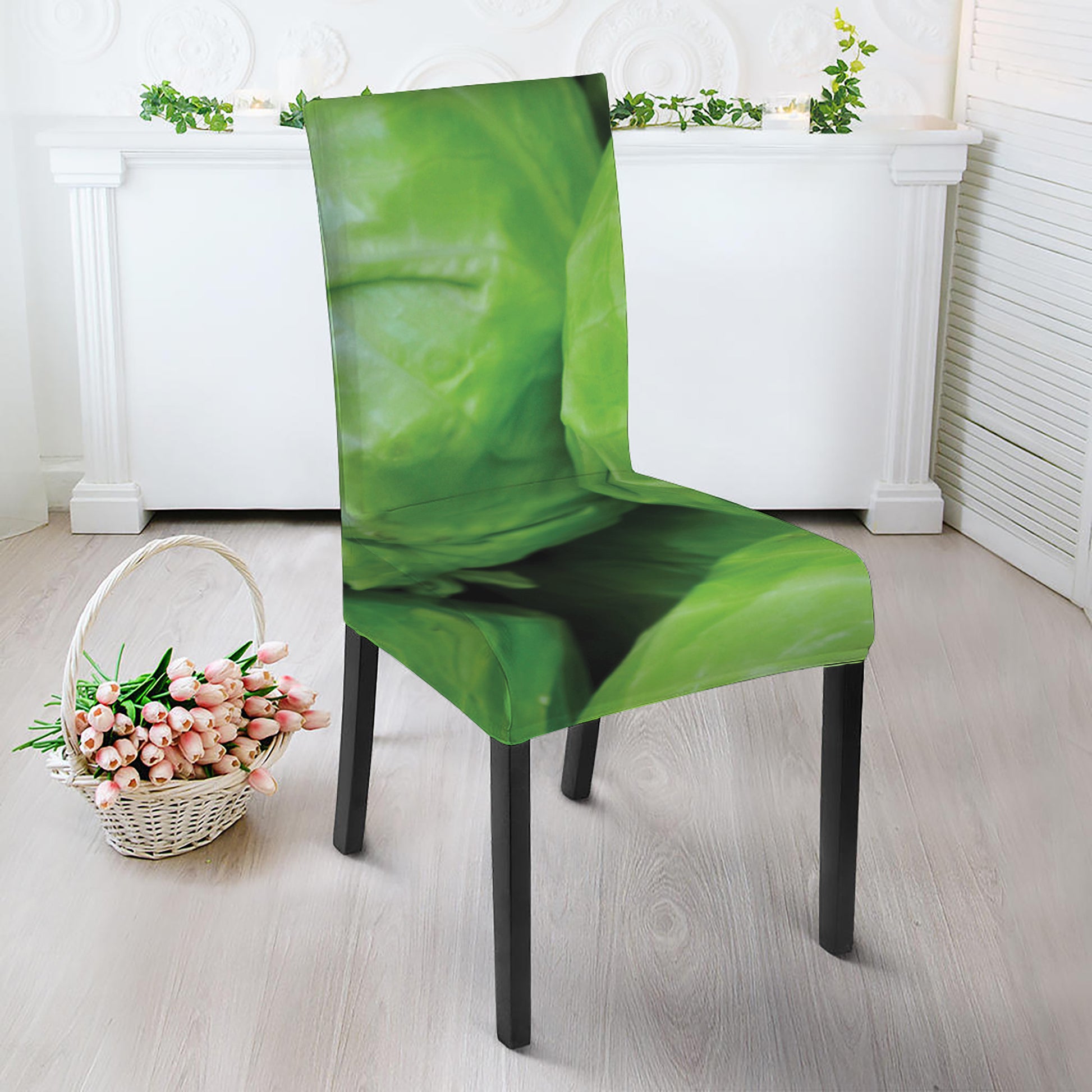 Green Cabbage Print Dining Chair Slipcover