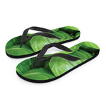Green Cabbage Print Flip Flops