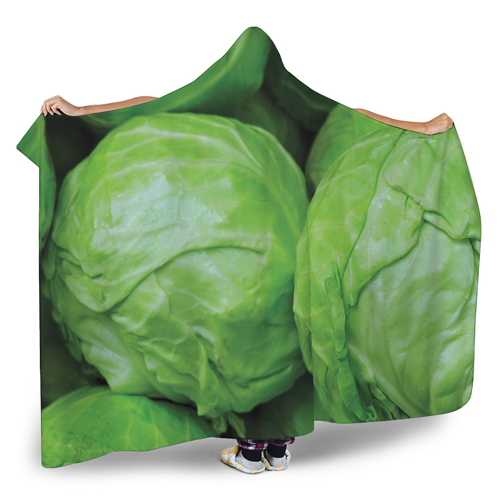 Green Cabbage Print Hooded Blanket