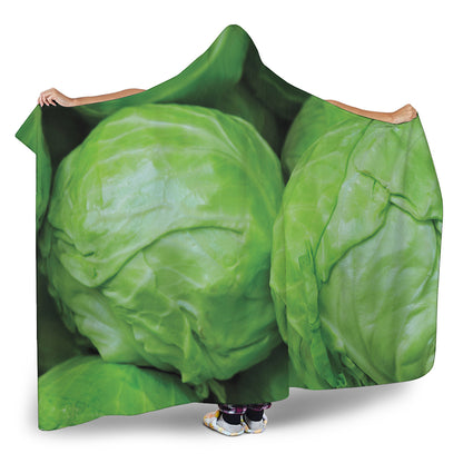 Green Cabbage Print Hooded Blanket