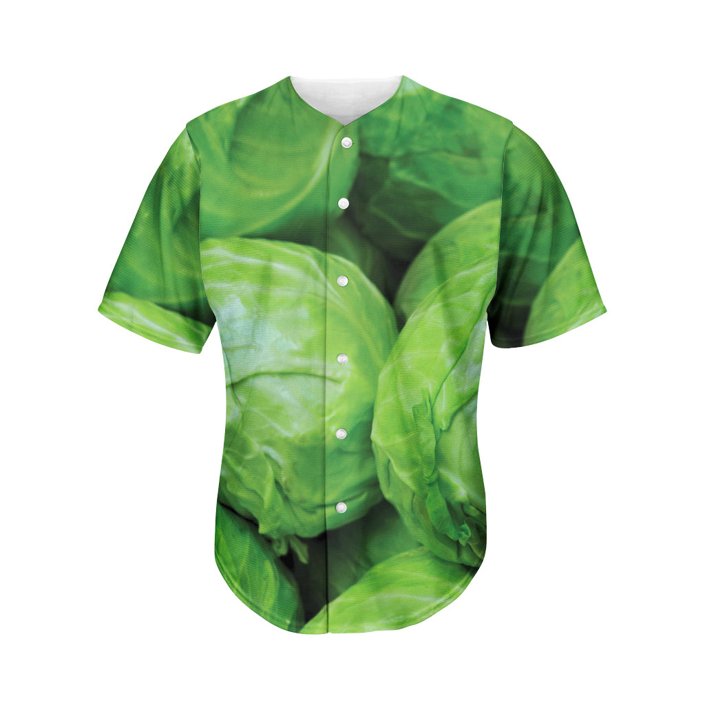 Green Cabbage Print Men's Baseball Jersey