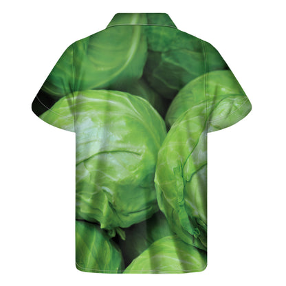 Green Cabbage Print Men's Short Sleeve Shirt