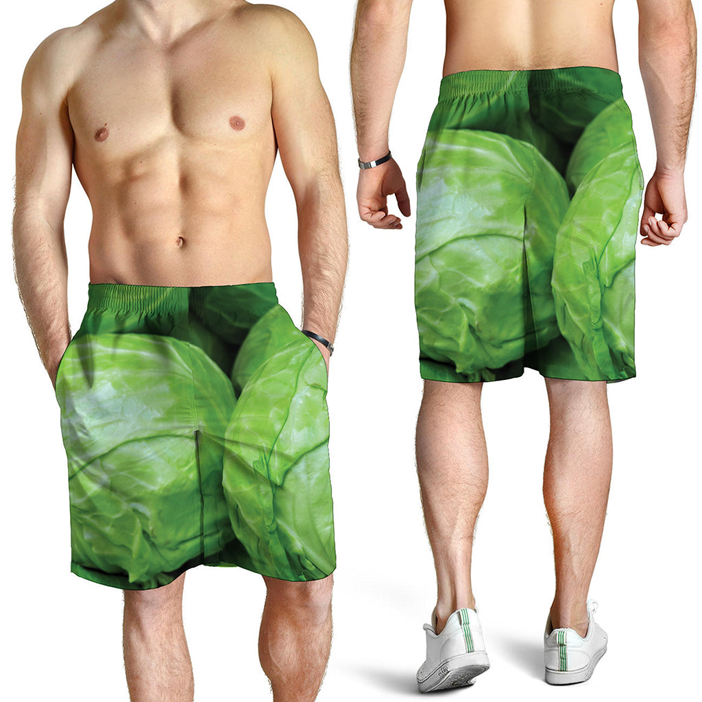 Green Cabbage Print Men's Shorts