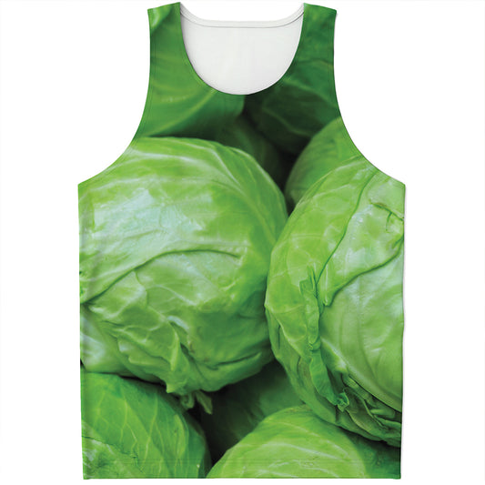 Green Cabbage Print Men's Tank Top