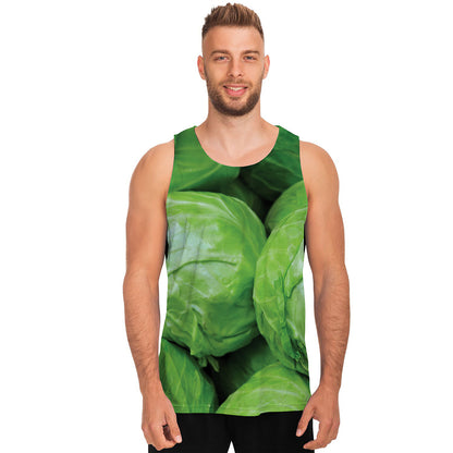 Green Cabbage Print Men's Tank Top