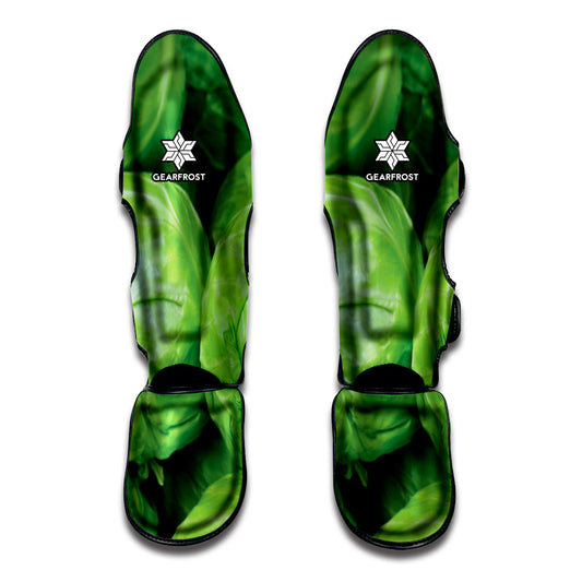 Green Cabbage Print Muay Thai Shin Guard