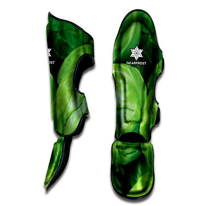 Green Cabbage Print Muay Thai Shin Guard