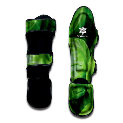 Green Cabbage Print Muay Thai Shin Guard