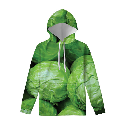 Green Cabbage Print Pullover Hoodie